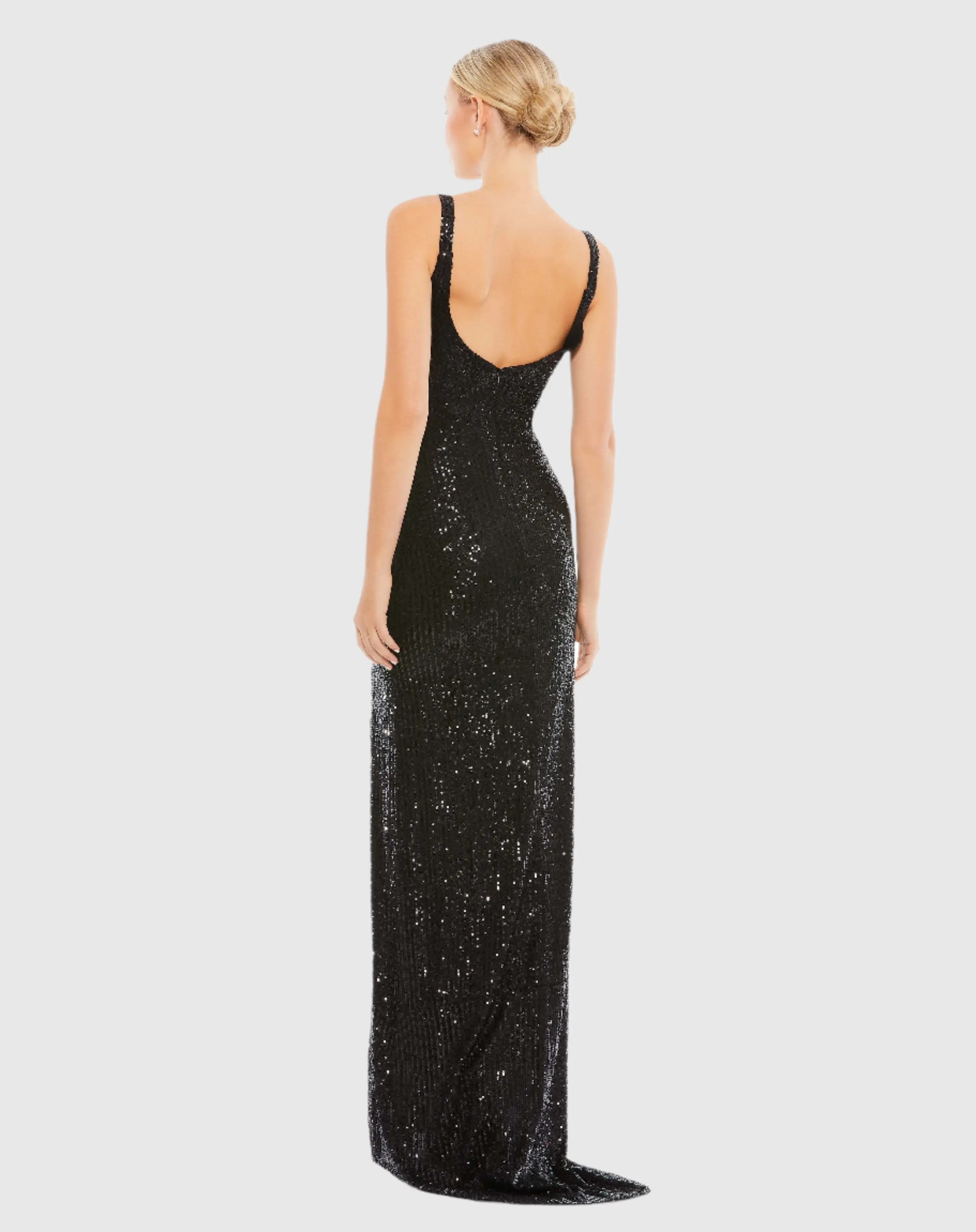 Black Fully Sequined Scoop Back Gown - Image 4
