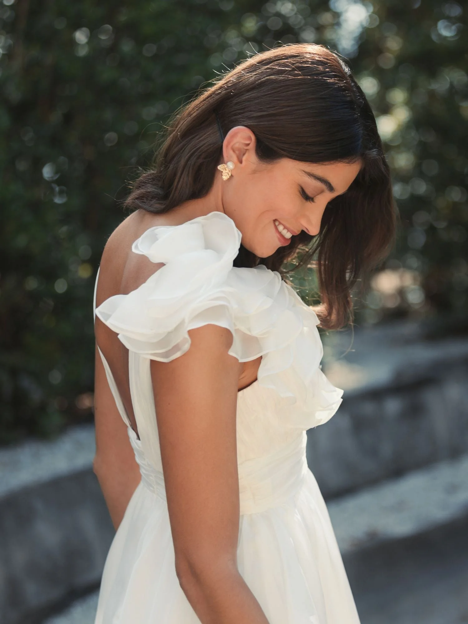 White Ruffle V Neck Fit & Flare Mini Dress - Image 6