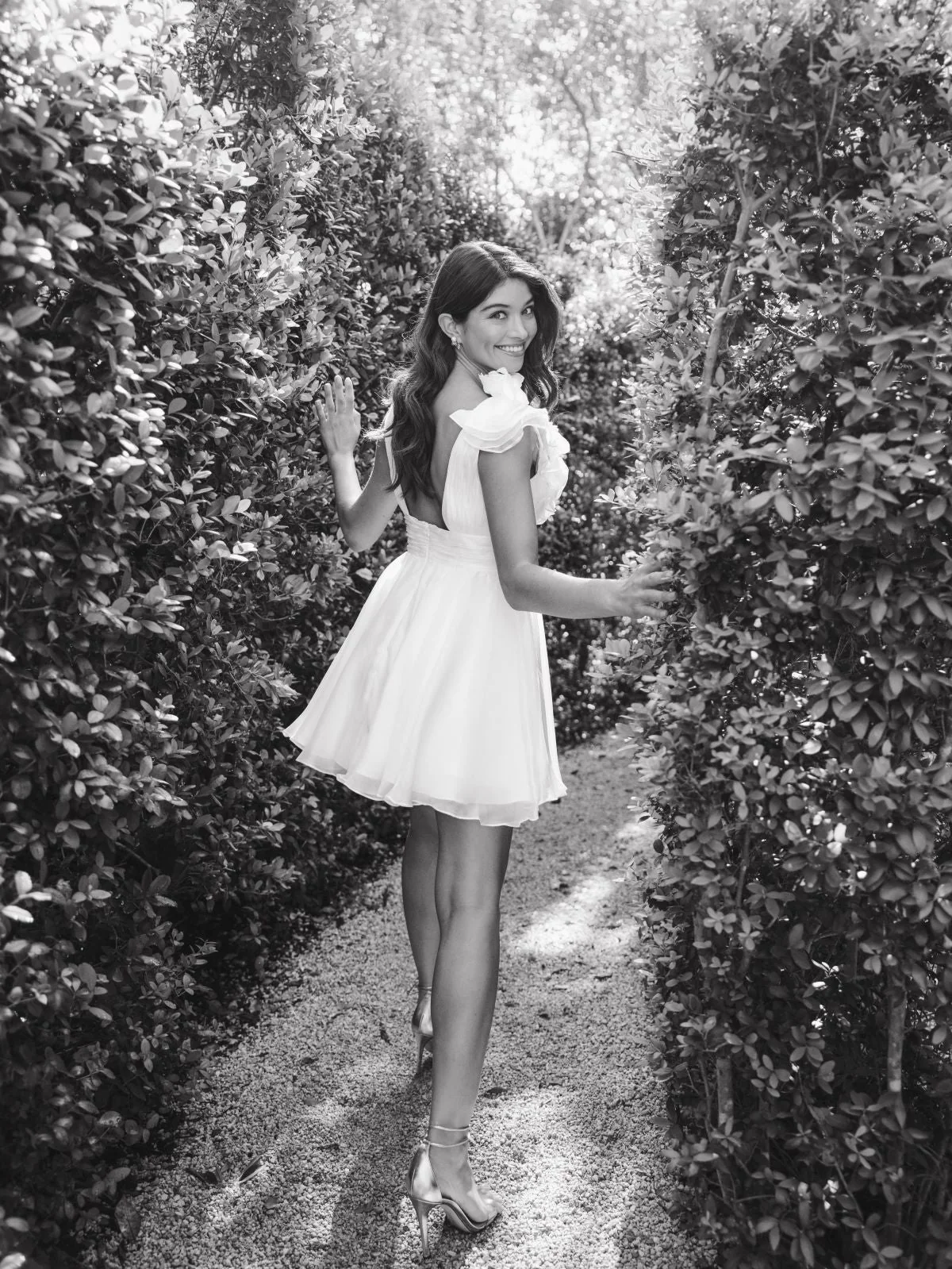 White Ruffle V Neck Fit & Flare Mini Dress - Image 7
